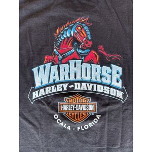 HARLEY DAVIDSON Men's Medium War Horse of Ocala Florida Front Back Decal T-Shirt